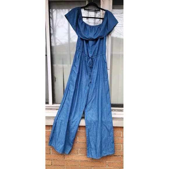 Womens Medium Jumpsuit Blue Jean Jealous Tomato Denim Wide Leg - Picture 5 of 12